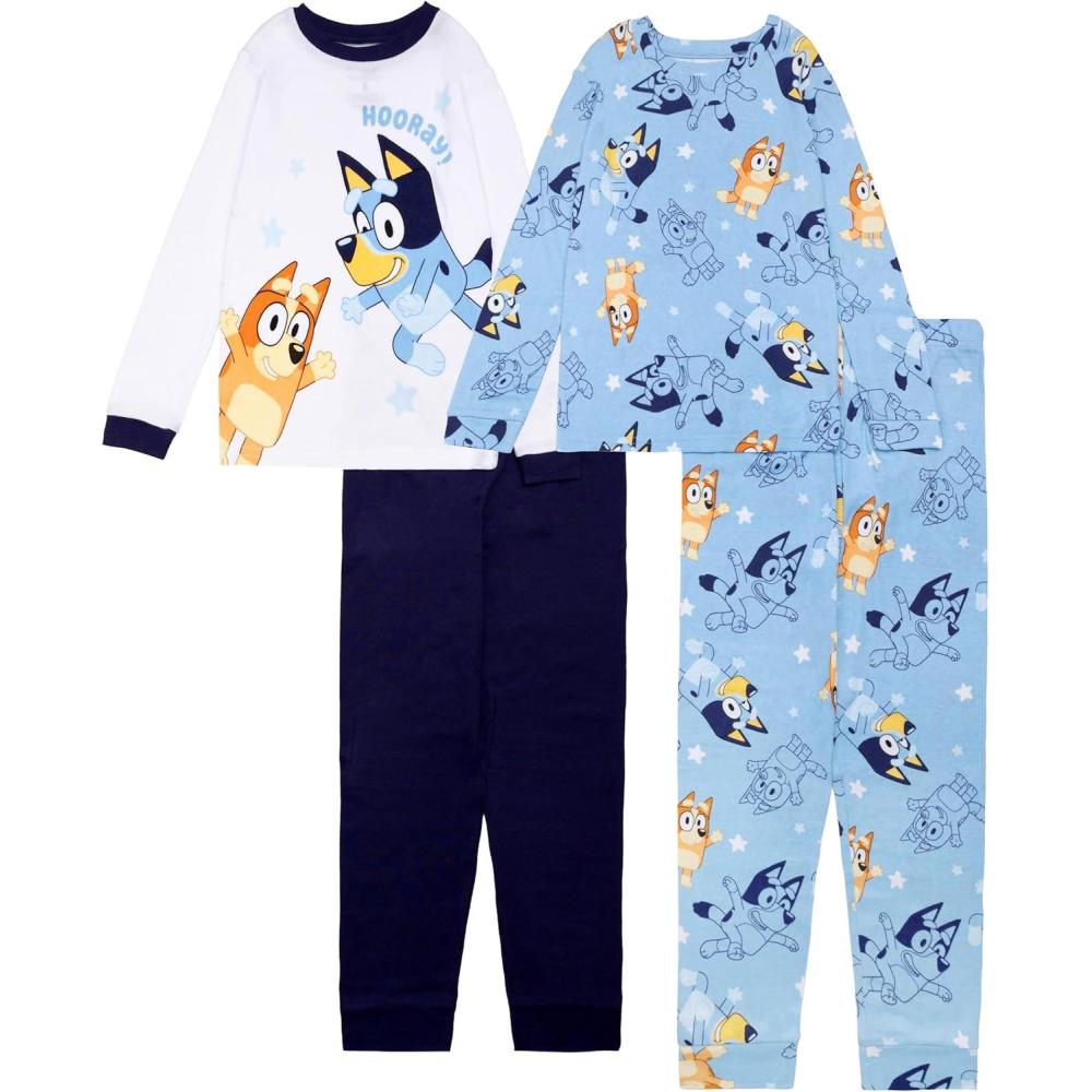 imageBluey Boys 4piece Snugfit Cotton Pajama Set Soft amp Cute for Kids 8