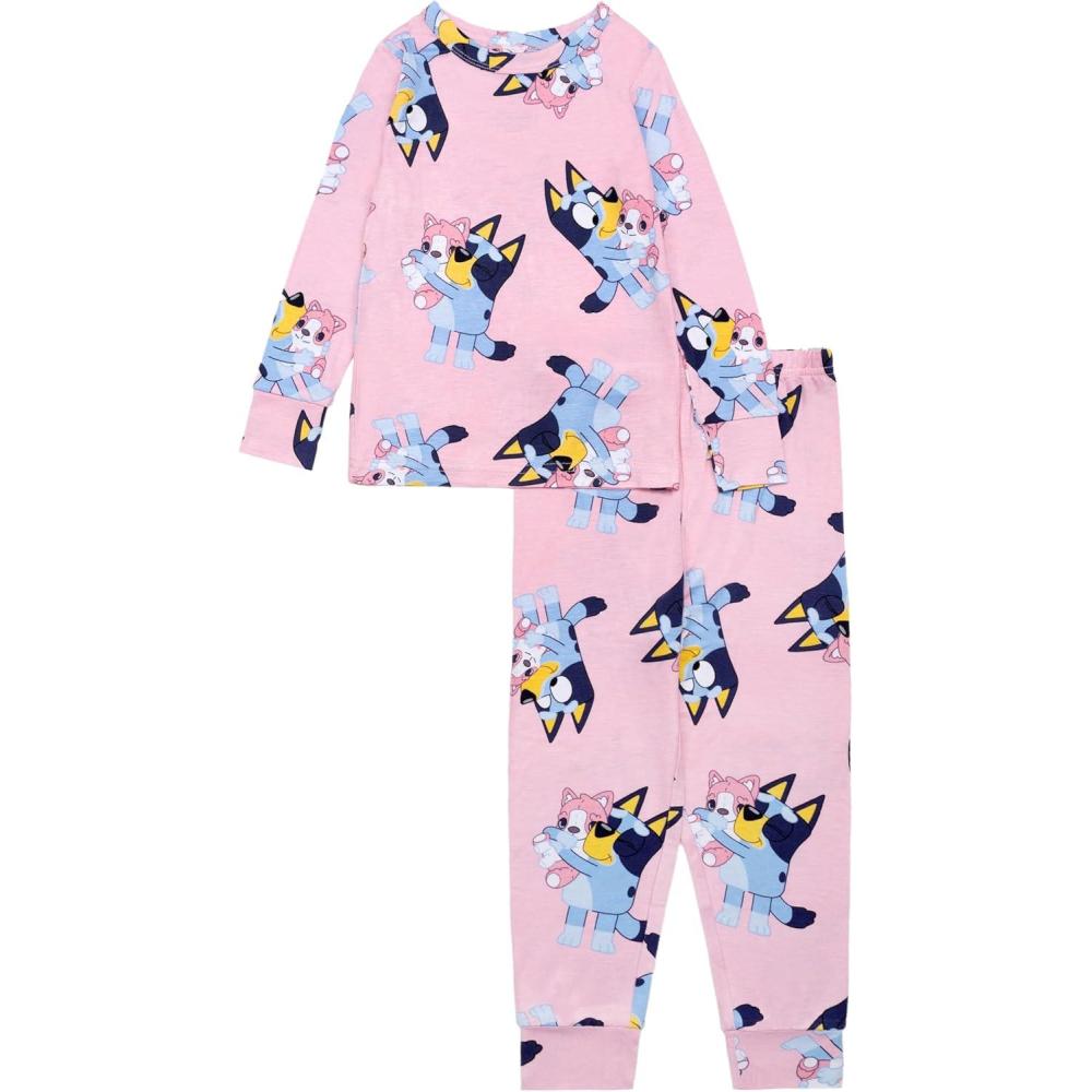 imageBluey Girls 2piece Snugfit Viscose LongSleeve Matching Pajama Set Soft amp Cute for KidsHugging My Plush