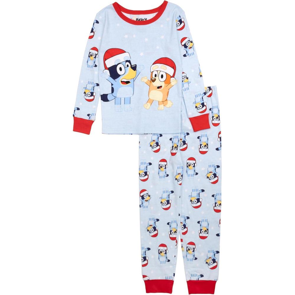 imageBluey unisexchild 2Piece Snugfit Cotton Holiday Pajama Set Soft amp Cute for KidsBluey Ho Ho Ho