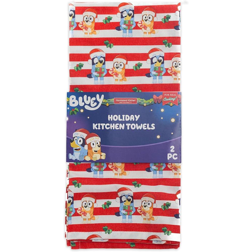 imageHandstand Kitchen Bluey and Bingo 100 Cotton Holiday Stripe Print Pair of 275 x 197 Kitchen Towels
