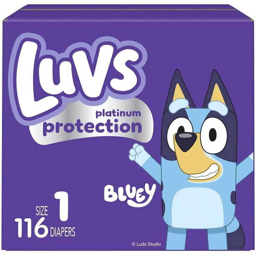 imageLuvs Diapers Size 5 172 Count Bluey Platinum Protection Baby DiaperSize 1