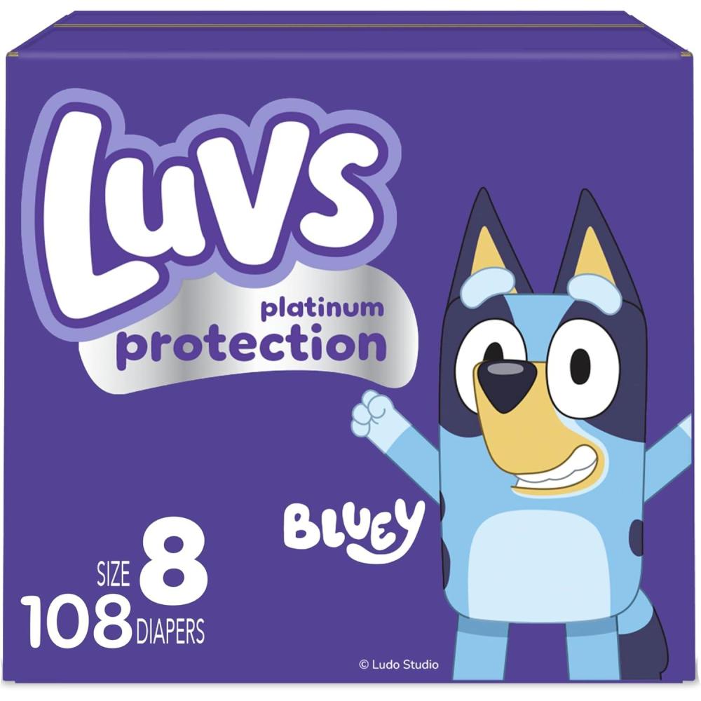 imageLuvs Diapers  Size 5 172 Count Bluey Platinum Protection Baby DiaperSize 8
