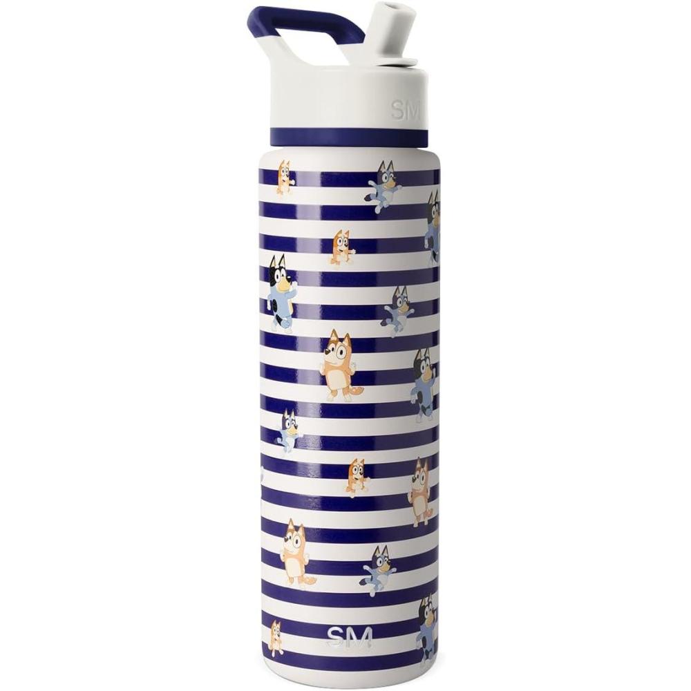 imageSimple Modern Summit Water Bottle with Straw Lid Bluey 30oz Leak Proof Stainless Steel Insulated Cup Gifts for Her Him Bluey StripesBluey Stripes