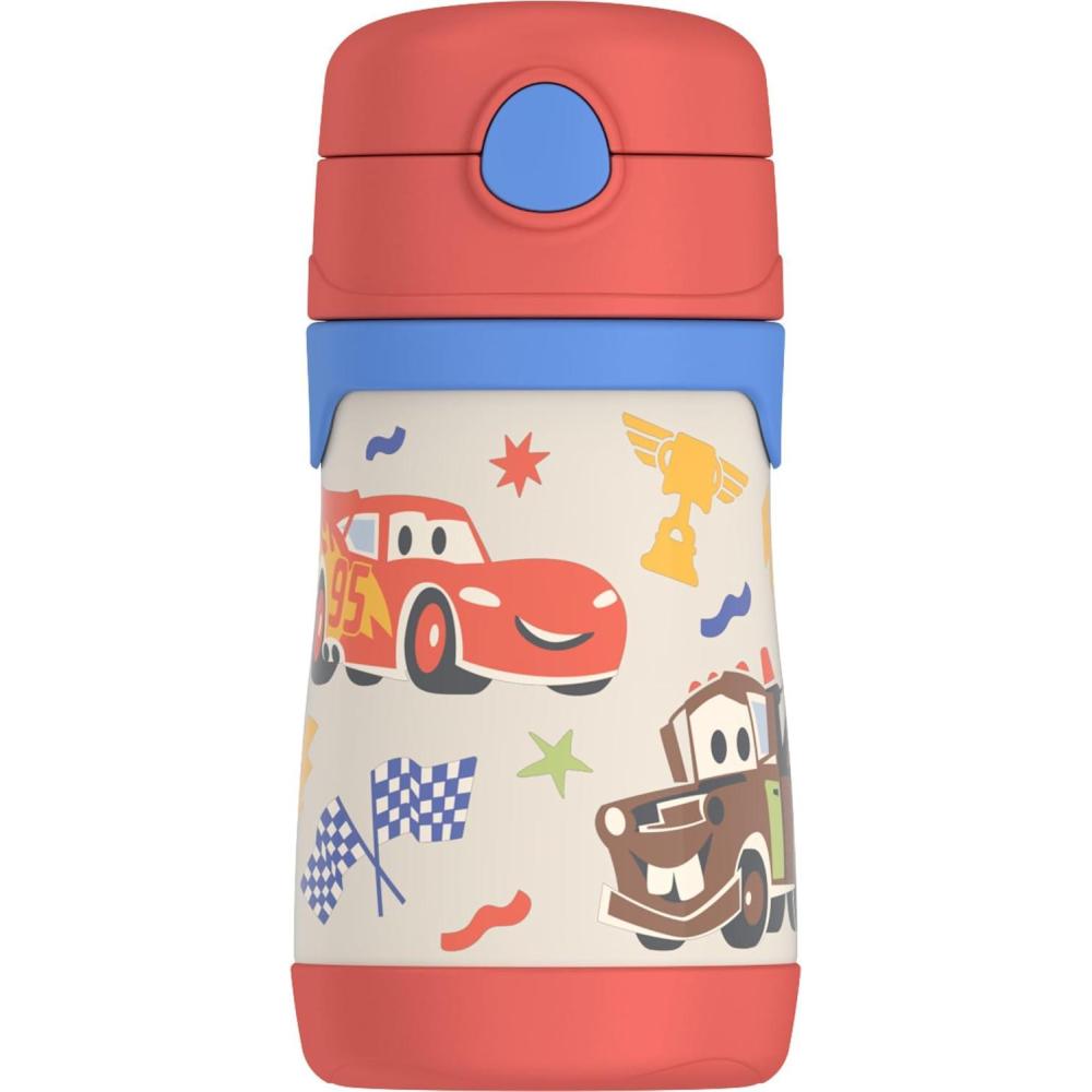 imageThermos Baby 10 oz Stainless Steel Bottle with popup straw BlueyCars