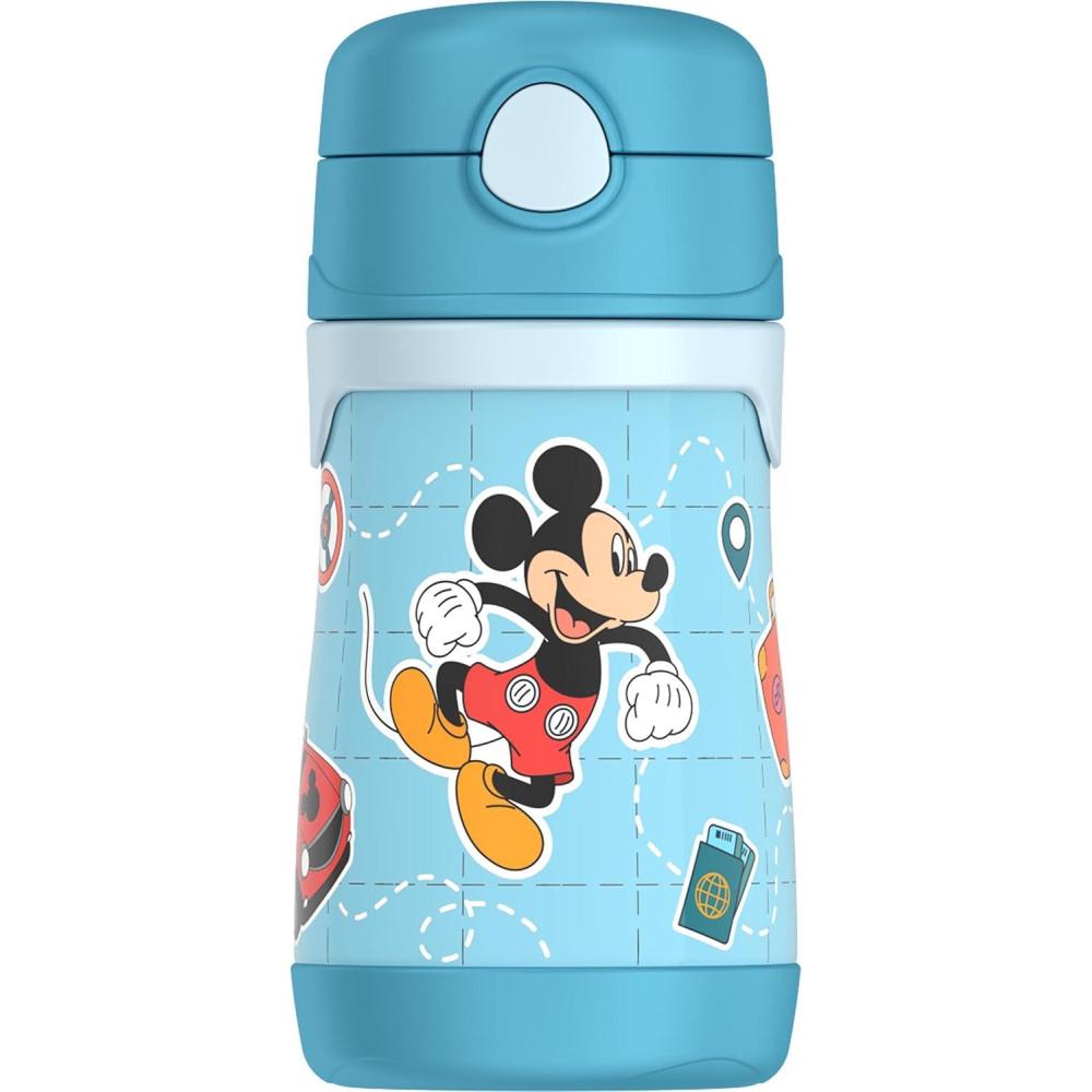 imageThermos Baby 10 oz Stainless Steel Bottle with popup straw BlueyMickey and Friends