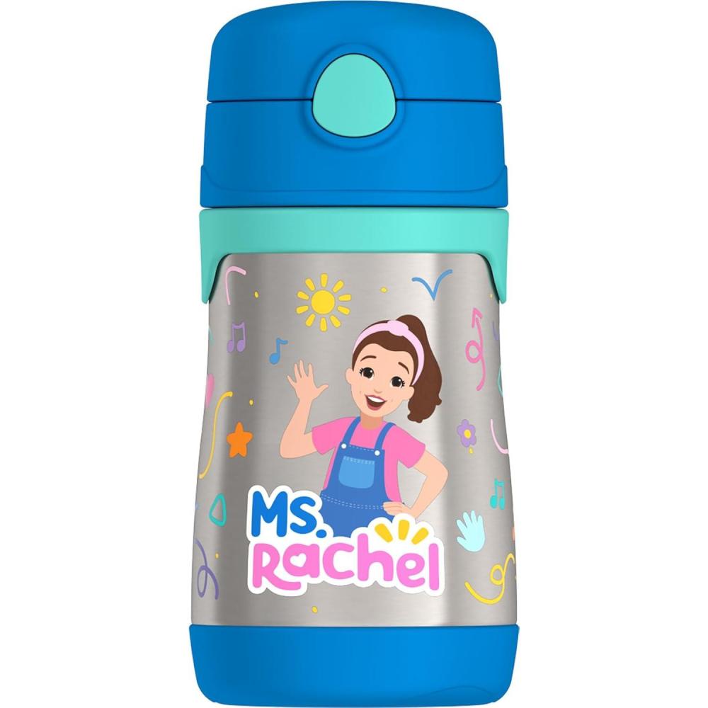 imageThermos Baby 10 oz Stainless Steel Bottle with popup straw BlueyMs Rachel