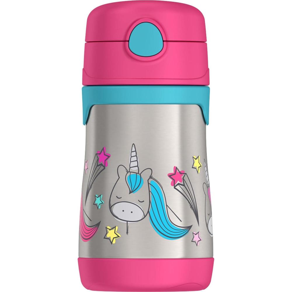 imageThermos Baby 10 oz Stainless Steel Bottle with popup straw BlueyUnicorns