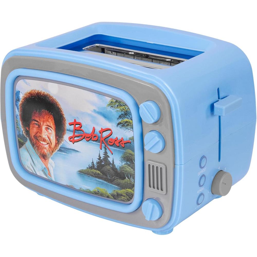 imageUncanny Brands Bluey Retro TV Toaster with Light Up Frame Two Slice Model with Bluey Toast Design Themed Kitchen ApplianceBob Ross