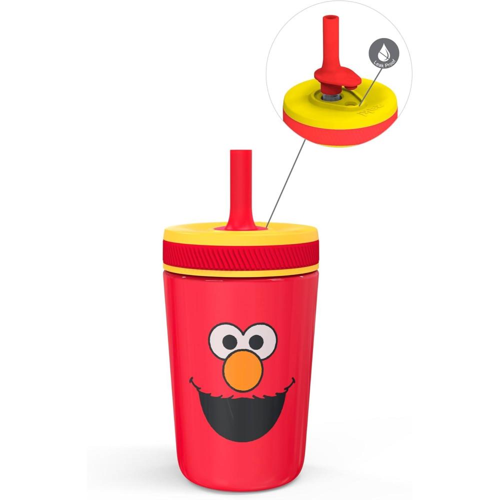 imageZak Designs Bluey Kelso Toddler Cups For Travel or At Home 12oz Vacuum Insulated Stainless Steel Sippy Cup With LeakProof Design is Perfect For Kids Bluey Bingo Grandad MortSesame Street Elmo