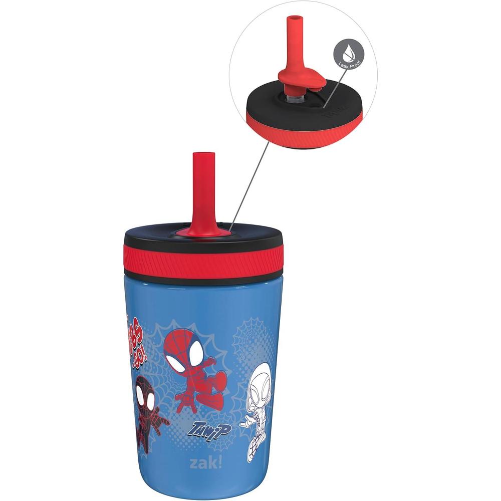 imageZak Designs Bluey Kelso Toddler Cups For Travel or At Home 12oz Vacuum Insulated Stainless Steel Sippy Cup With LeakProof Design is Perfect For Kids Bluey Bingo Grandad MortSpiderman