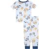 Bluey Boys’ 2-piece Snug-fit Viscose Short-Sleeve Matching Pajama Set, Soft & Cute for Kids(Rain Bluey)