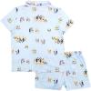Bluey Girls’ 2-piece Loose-fit Button Down Pajama Set, Soft & Cute for Kids(Bluey Pool Day)