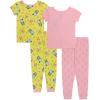 Bluey Girls’ 4-piece Snug-fit Matching Short-Sleeve Cotton Pajama Set, Soft & Cute for Kids(Happy Day)