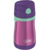 Thermos Baby 10 oz. Stainless Steel Bottle with pop-up straw, Bluey(Purple with Teal)