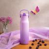 Zak Designs Harmony Bluey Water Bottle for Travel or At Home, 18oz Durable Plastic is Leak-Proof When Closed with Straw Lid and Carry Handle, 2-Pack (Bluey and Bingo)(St. Jude (Purple Ombre))