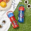 Zak Designs Harmony Bluey Water Bottle for Travel or At Home, 18oz Durable Plastic is Leak-Proof When Closed with Straw Lid and Carry Handle, 2-Pack (Bluey and Bingo)(Sonic the Hedgehog)