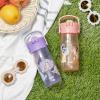 Zak Designs Harmony Bluey Water Bottle for Travel or At Home, 18oz Durable Plastic is Leak-Proof When Closed with Straw Lid and Carry Handle, 2-Pack (Bluey and Bingo)(Disney Princess)