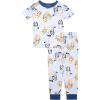 Bluey Boys’ 2-piece Snug-fit Viscose Short-Sleeve Matching Pajama Set, Soft & Cute for Kids(Rain Bluey)