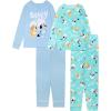 Bluey Girls’ 4-piece Snug-fit Cotton Long-Sleeve Matching Pajama Set, Soft & Cute for Kids(Bluey Spa)