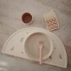 mushie x Bluey Silicone Placemat for Kids | BPA-Free Non-Slip Design (Bluey Ivory)(Pink Flowers)
