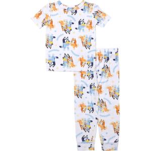 Bluey Boys’ 2-piece Snug-fit Viscose Short-Sleeve Matching Pajama Set, Soft & Cute for Kids(Road Trip)