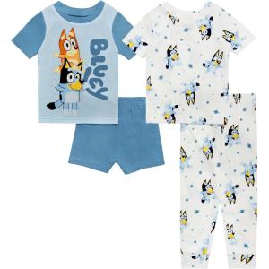 Bluey Boys’ 4-Piece Snug-fit Cotton Pajama Set, Soft & Cute for Kids, BLUEYS FUN, 2T