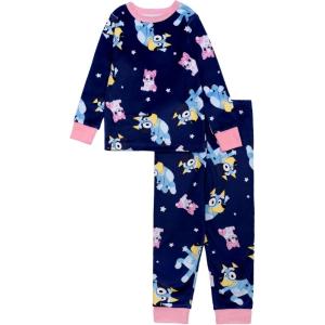 Bluey Girls’ 2-piece Loose-fit Long-Sleeve Matching Pajama Set, Soft & Comfortable for Kids(Bluey Dreams)