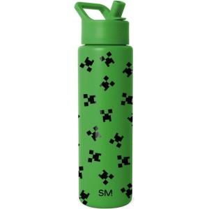 Simple Modern Summit Water Bottle with Straw Lid | Bluey 30oz Leak Proof Stainless Steel Insulated Cup | Gifts for Her Him | Bluey Stripes(Minecraft: Creeper)