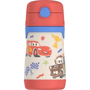 Thermos Baby 10 oz. Stainless Steel Bottle with pop-up straw, Bluey(Cars)