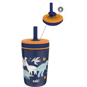 Zak Designs Bluey Kelso Toddler Cups For Travel or At Home, 12oz Vacuum Insulated Stainless Steel Sippy Cup With Leak-Proof Design is Perfect For Kids (Bluey, Bingo, Grandad Mort)(Dinosaur)