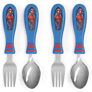 Zak Designs Bluey Kid Flatware Set with Fun Character Art on Both Utensils, Non Slip Fork and Spoon Set is Perfect for Encouraging Picky Eaters to Finish Their Plates (2 pk, BPA-Free)(Spider-Man)