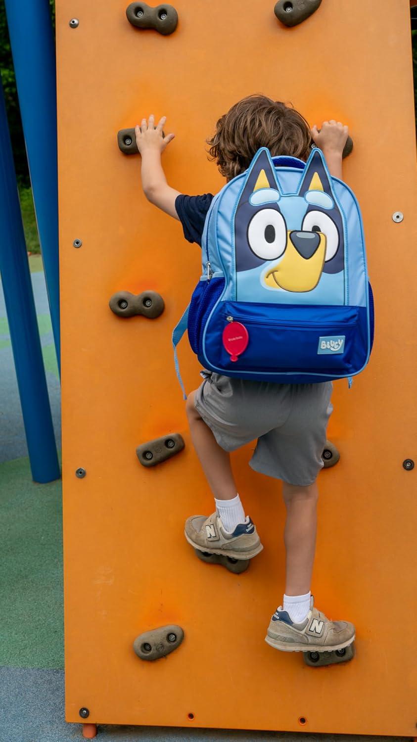 imageBluey Kids Backpack 16 Inch School Bag with 3D Features Blue