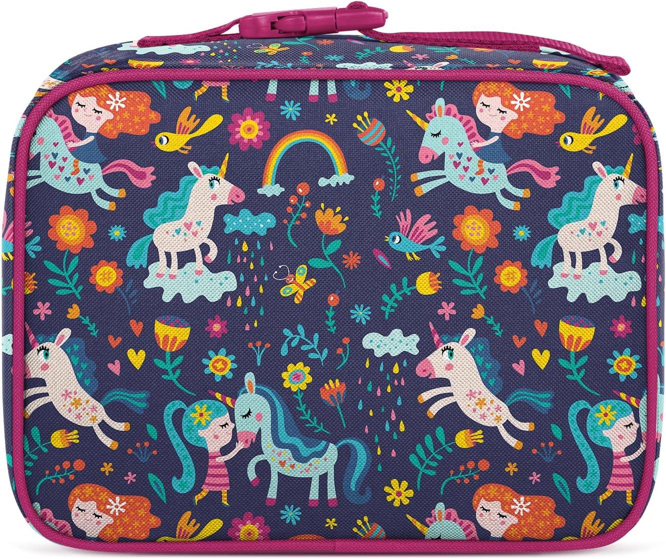 imageSimple Modern Bluey Kids Lunch Box for Toddler Reusable Insulated Bag for Girls Meal Containers for School with Exterior and Interior Pockets Hadley Collection Bluey SkyUnicorn Rainbows