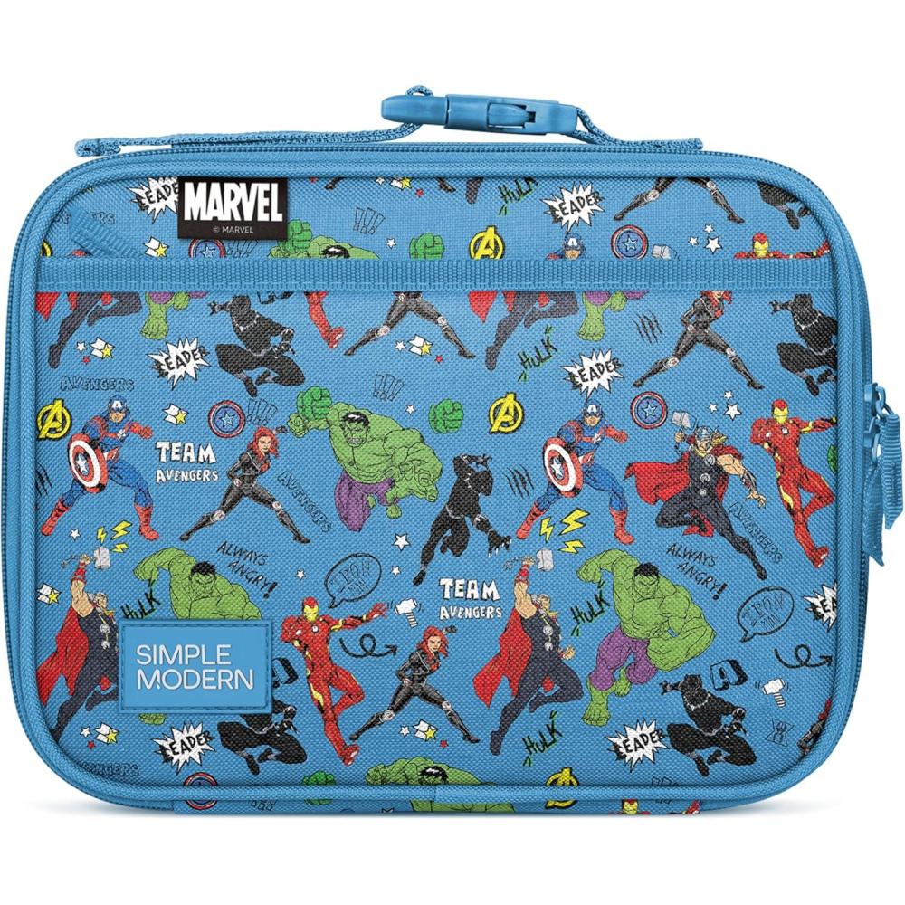 imageSimple Modern Bluey Kids Lunch Box for Toddler Reusable Insulated Bag for Girls Meal Containers for School with Exterior and Interior Pockets Hadley Collection Bluey SkyMarvel Avengers Heroes