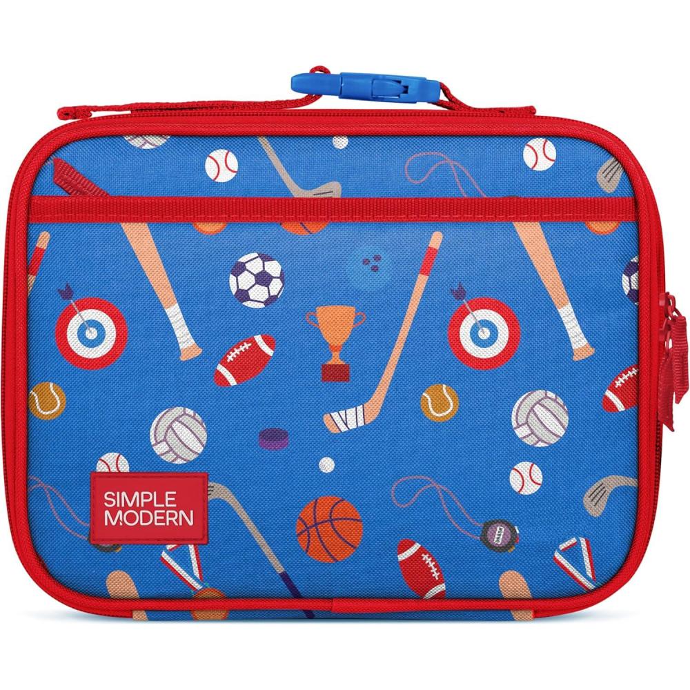 imageSimple Modern Bluey Kids Lunch Box for Toddler Reusable Insulated Bag for Girls Meal Containers for School with Exterior and Interior Pockets Hadley Collection Bluey SkySports Balls