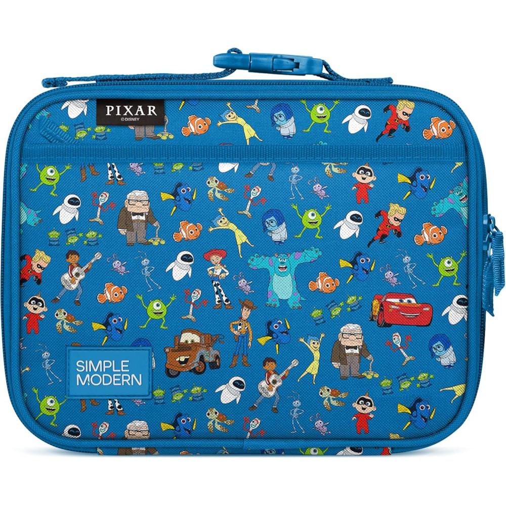imageSimple Modern Bluey Kids Lunch Box for Toddler Reusable Insulated Bag for Girls Meal Containers for School with Exterior and Interior Pockets Hadley Collection Bluey SkyDisney Pixar Mashup on Blue