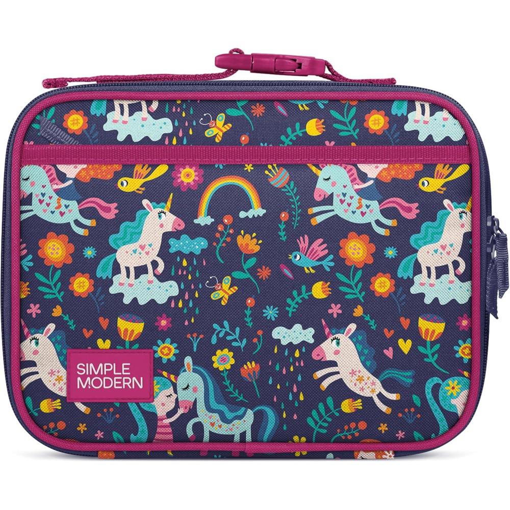 imageSimple Modern Bluey Kids Lunch Box for Toddler Reusable Insulated Bag for Girls Meal Containers for School with Exterior and Interior Pockets Hadley Collection Bluey SkyUnicorn Rainbows