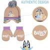 Bluey Bandit and Chilli Toddler Hat with Winter Mittens for Kids – Warm Winter Hat for Toddler with Kids Mittens Blue Grey(Pink Purple)