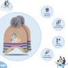 Bluey Bandit and Chilli Toddler Hat with Winter Mittens for Kids – Warm Winter Hat for Toddler with Kids Mittens Blue Grey(Pink Purple)