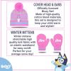 Bluey Bandit and Chilli Toddler Hat with Winter Mittens for Kids – Warm Winter Hat for Toddler with Kids Mittens Blue Grey(Red Lightning Mcqueen)
