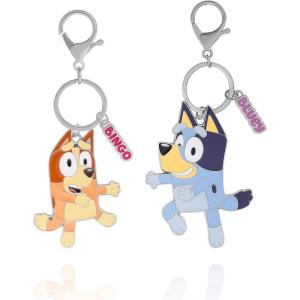 Bingo and Bluey Backpack Keychain Charm 2-Pack Official License, Enamel-Plated Bluey Bag Charms,