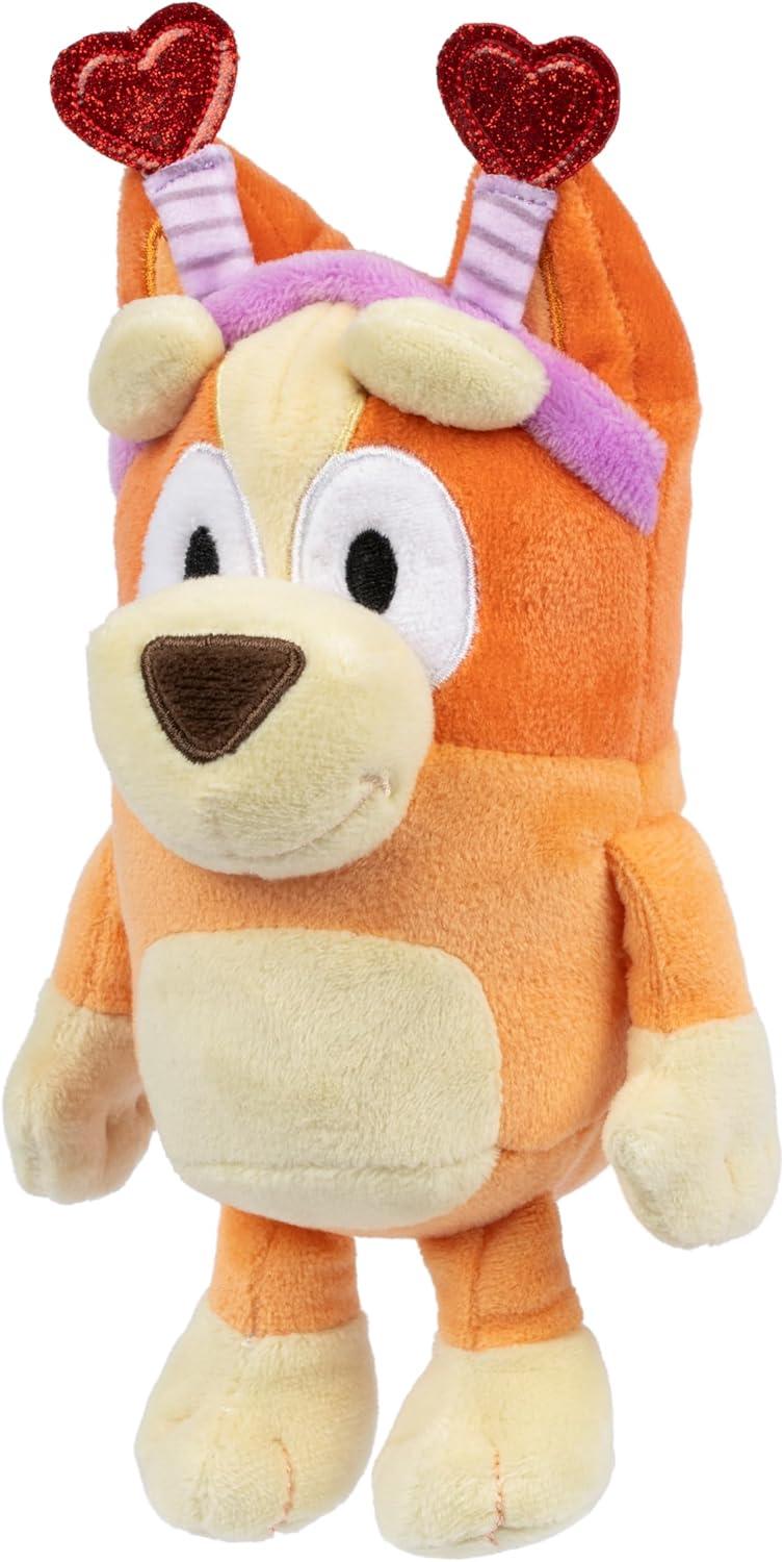 imageBluey 2Pack Smoochy Kiss Plush with Glittery Heart Headband Bingo 2 EpisodeThemed Figures with Moving Arms 253 Poseable Toys for Kids Recreate Moments from The Show