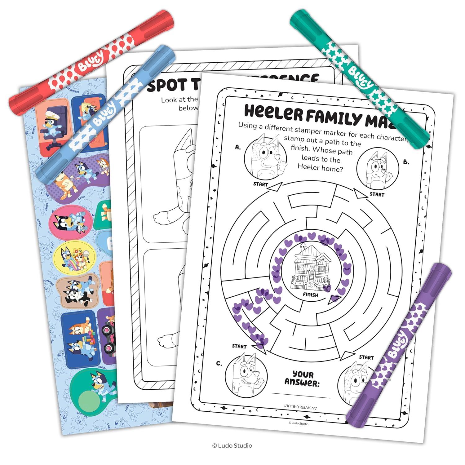 imageBluey Coloring Book Includes Stamper Markers and Stickers Coloring Fun with Bluey and Friends Creative Kids Activity Book for Girls and Boys Ages 4