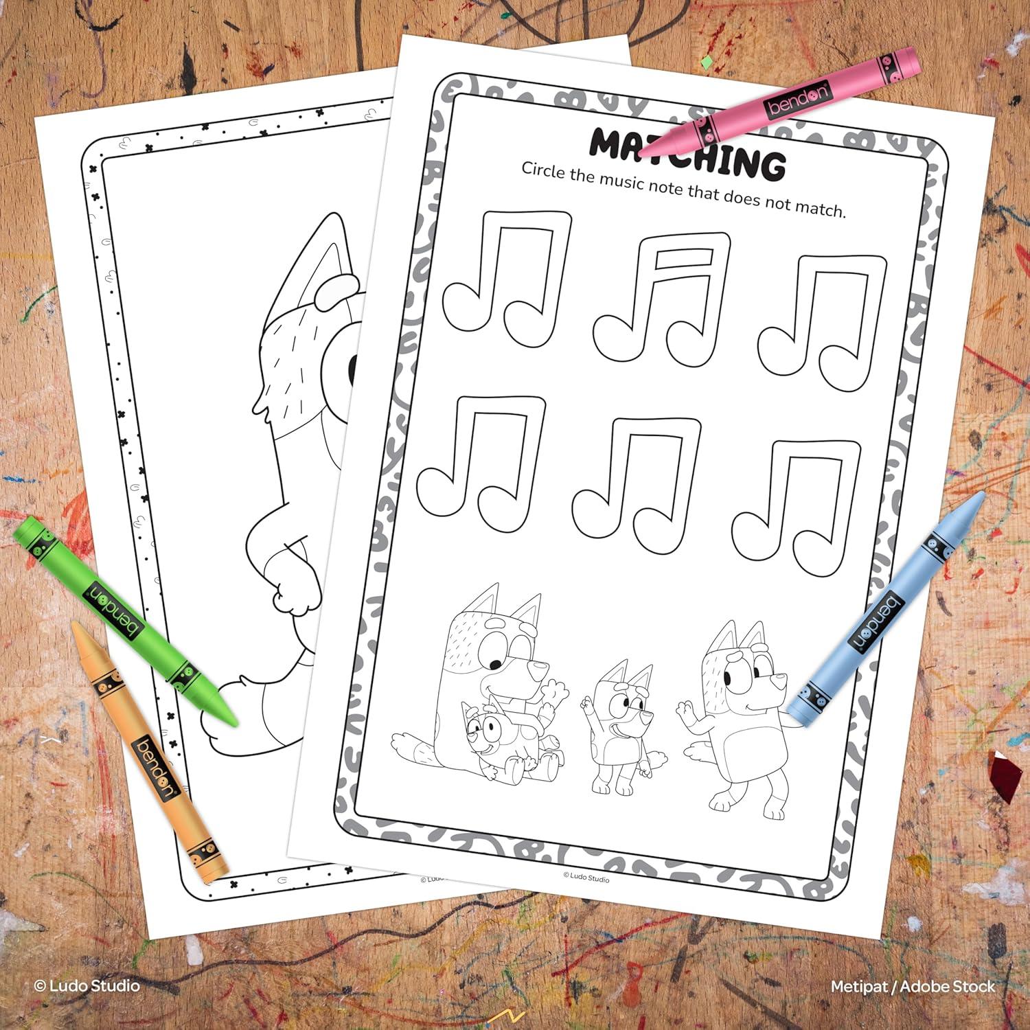 imageBluey Coloring Book with Crayons and Stickers Kids Activity Book Featuring Bluey and Bingo Cartoon Coloring Pages Activity Sheets Game Puzzles Coloring Book for Boys and Girls Kids Ages 4