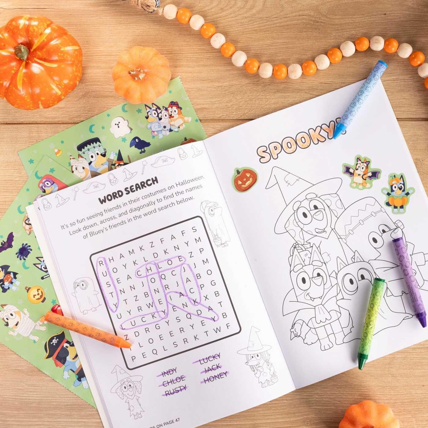 imageBluey Colortivity Happy Halloween Color amp Activity with Crayons