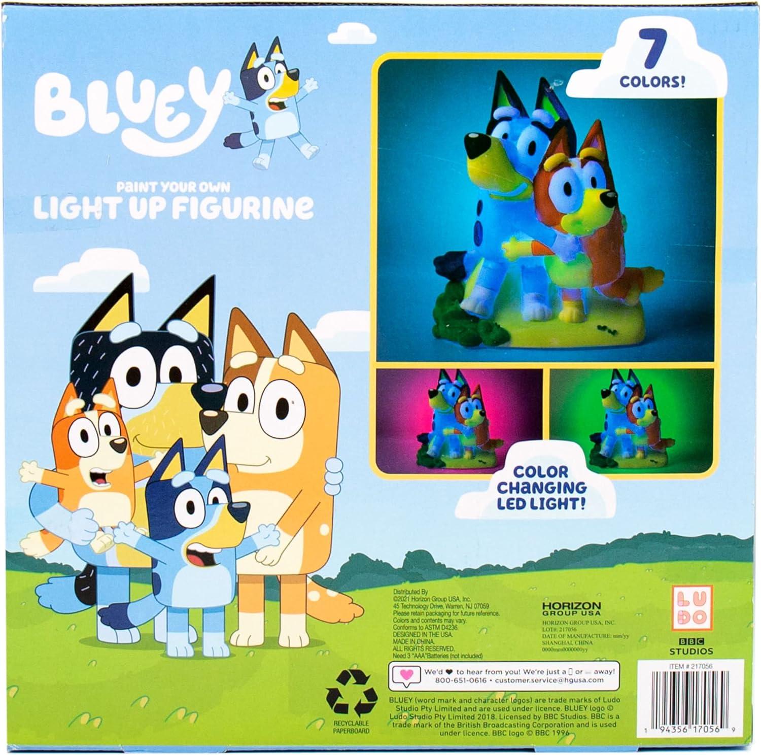 imageBluey Paint Your Own LightUp Figurine Bingo Night Light Toys for Kids Playset Party Decorations Game for Kids Ages 3 SmallBluey Light Up Figurine