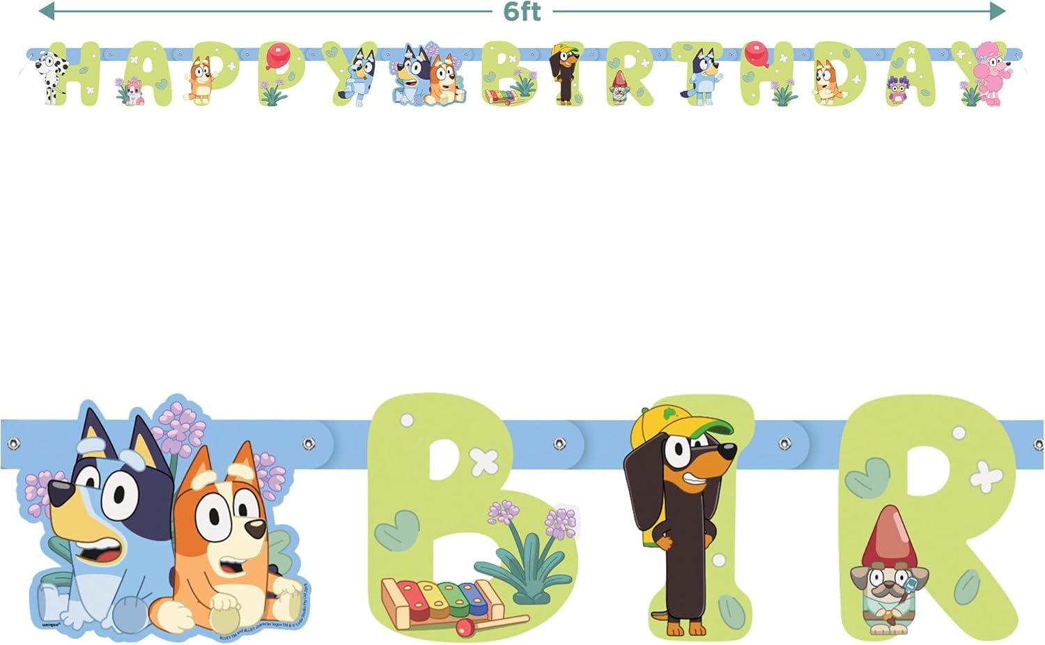 imageBluey Party Supplies Bluey Theme Birthday Paper Dessert Plates Napkins Cups Table Cover and Happy Birthday Banner Decoration 16 Plates amp Napkins