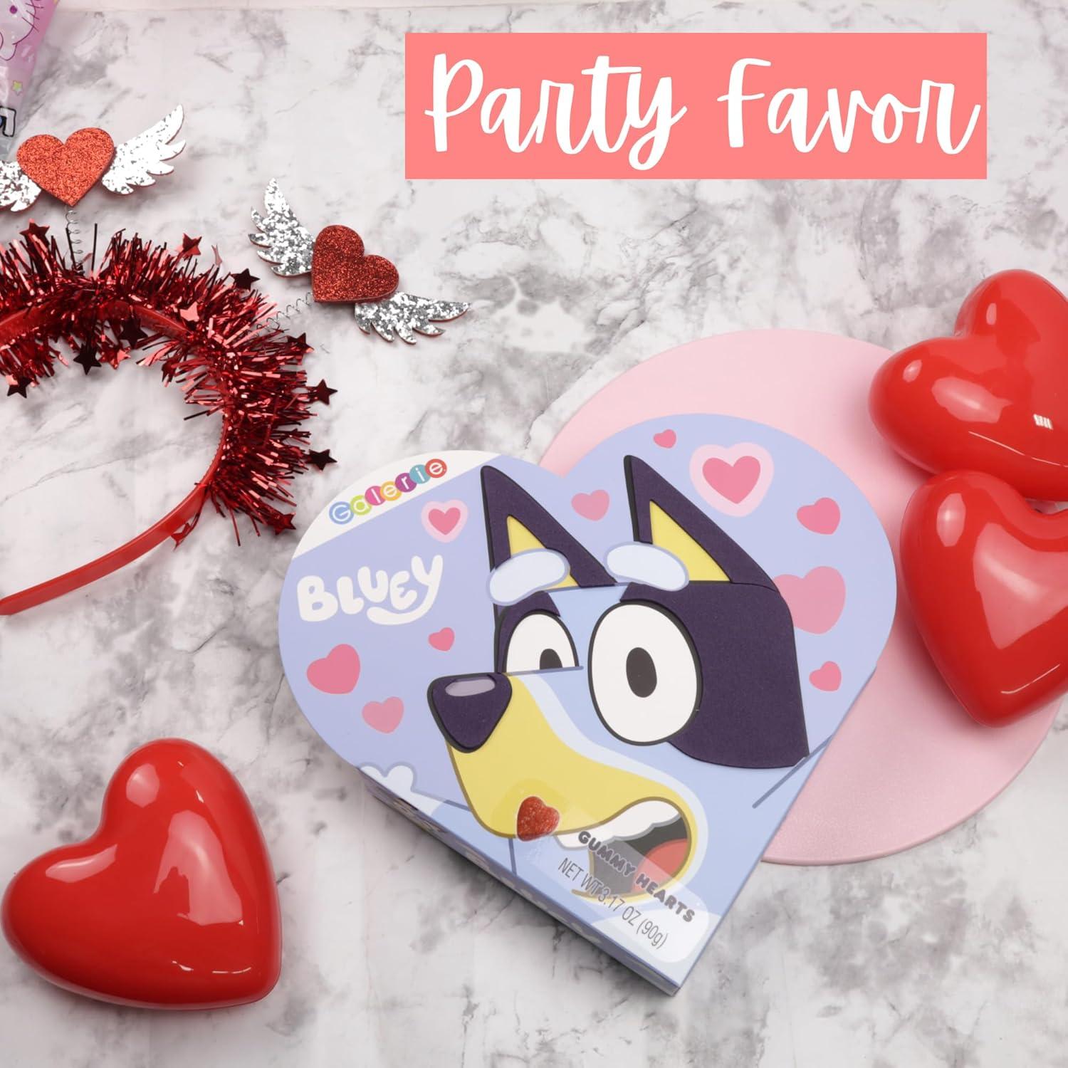 imageBluey Valentines Heart Gift Box Fruit Punch Flavored Gummy Hearts Inside Individually Wrapped Pieces 317 Ounces