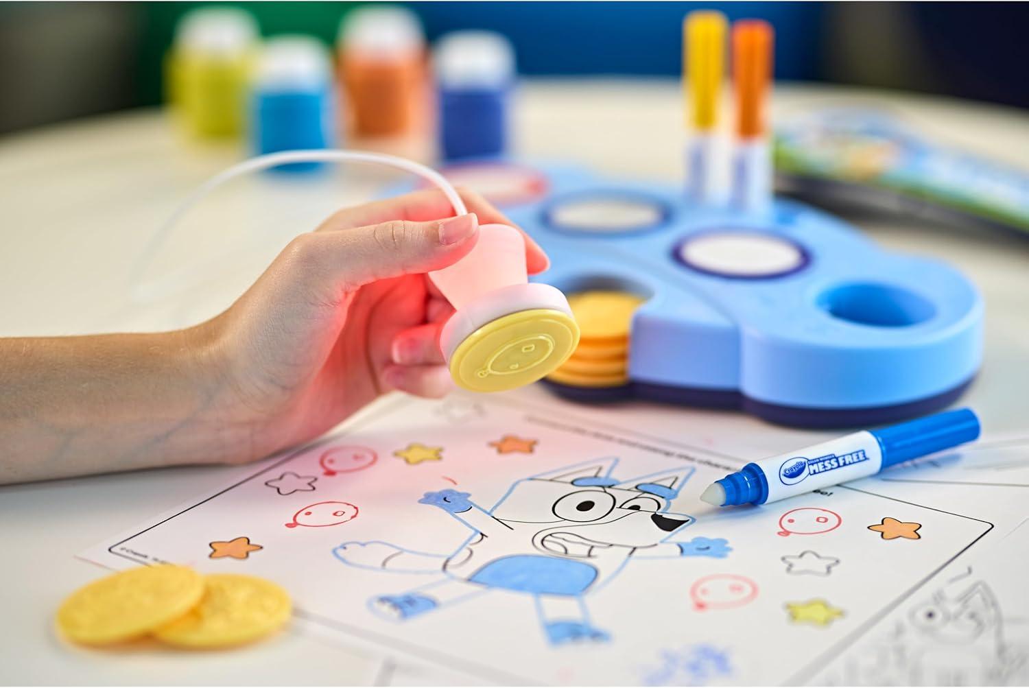 imageCrayola Magic Light Up Bluey Stamper Art Set Toddler Mess Free Coloring amp Stamping Kit Essential Easter Basket Stuffer for Kids Bluey Toys Gifts for Ages 3 4 5Bluey Color Wonder Stamper