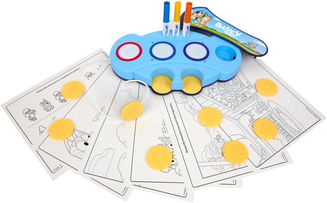 imageCrayola Magic Light Up Bluey Stamper Art Set Toddler Mess Free Coloring amp Stamping Kit Essential Easter Basket Stuffer for Kids Bluey Toys Gifts for Ages 3 4 5Bluey Color Wonder Stamper